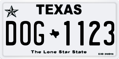 TX license plate DOG1123