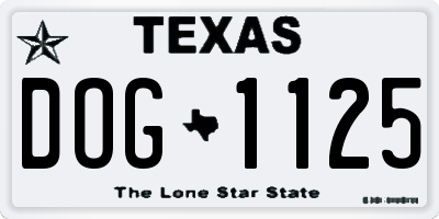 TX license plate DOG1125