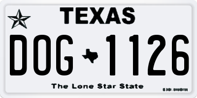 TX license plate DOG1126