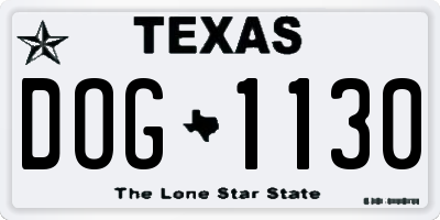 TX license plate DOG1130