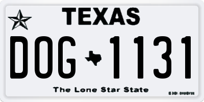 TX license plate DOG1131