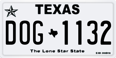 TX license plate DOG1132