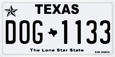 TX license plate DOG1133