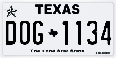 TX license plate DOG1134