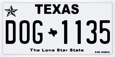 TX license plate DOG1135