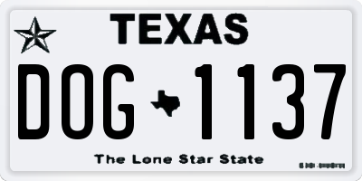 TX license plate DOG1137