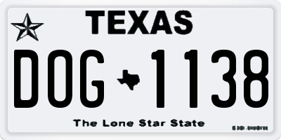 TX license plate DOG1138