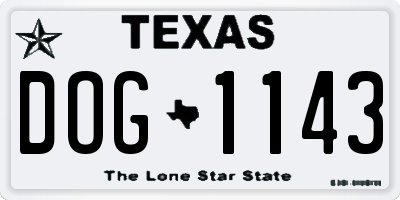 TX license plate DOG1143