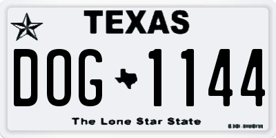 TX license plate DOG1144