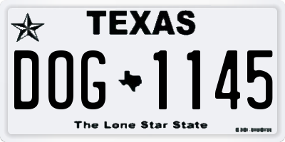 TX license plate DOG1145