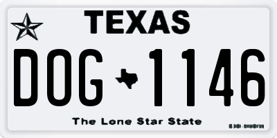 TX license plate DOG1146