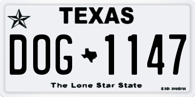TX license plate DOG1147