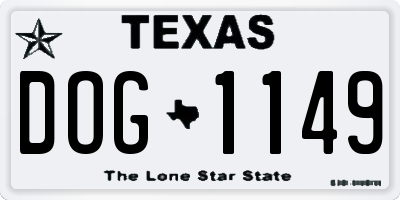 TX license plate DOG1149