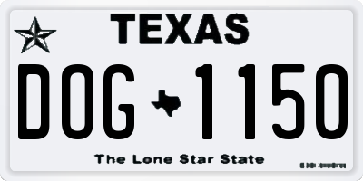 TX license plate DOG1150