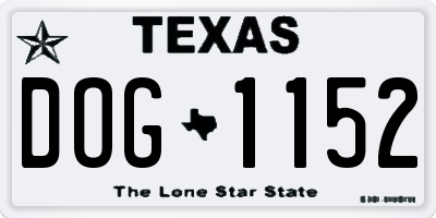 TX license plate DOG1152
