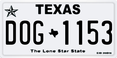 TX license plate DOG1153