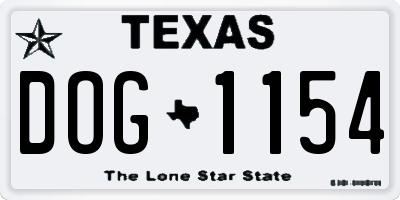 TX license plate DOG1154