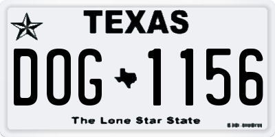 TX license plate DOG1156