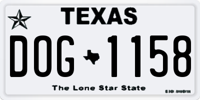 TX license plate DOG1158