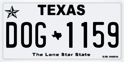 TX license plate DOG1159