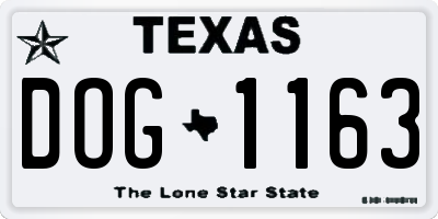 TX license plate DOG1163