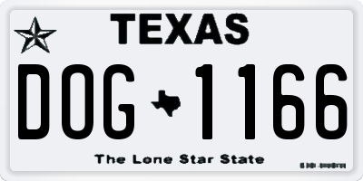 TX license plate DOG1166