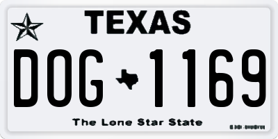 TX license plate DOG1169