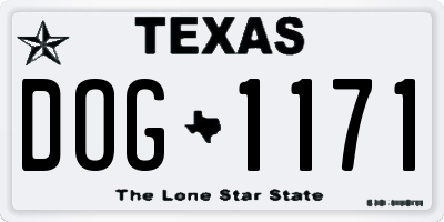 TX license plate DOG1171