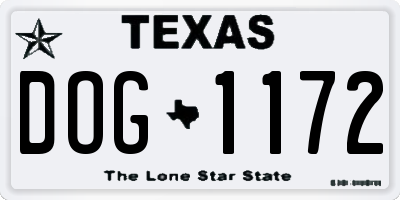 TX license plate DOG1172