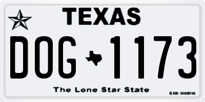 TX license plate DOG1173