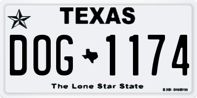 TX license plate DOG1174