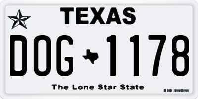 TX license plate DOG1178