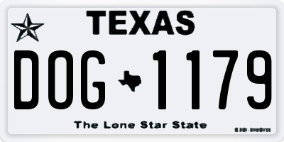 TX license plate DOG1179