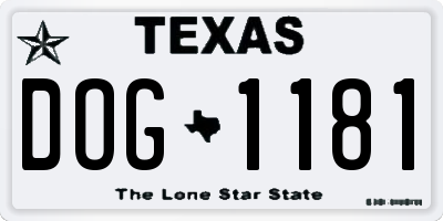 TX license plate DOG1181