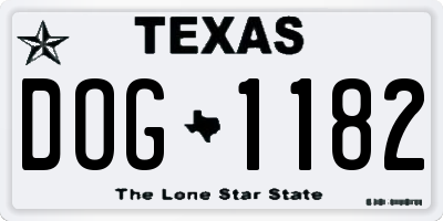 TX license plate DOG1182