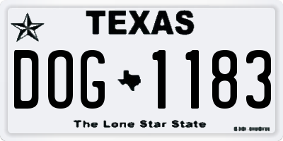 TX license plate DOG1183