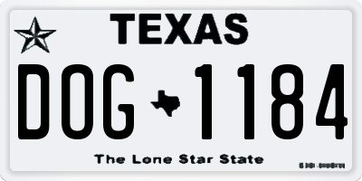 TX license plate DOG1184