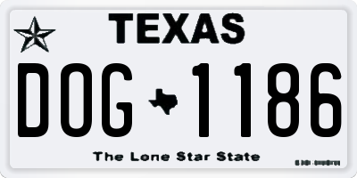 TX license plate DOG1186