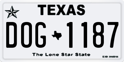 TX license plate DOG1187