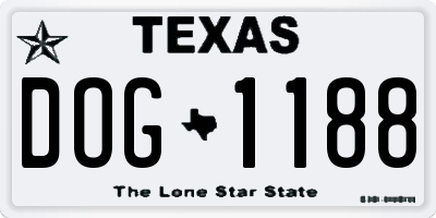 TX license plate DOG1188