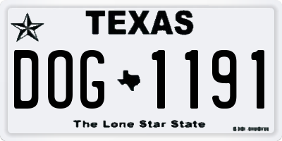 TX license plate DOG1191