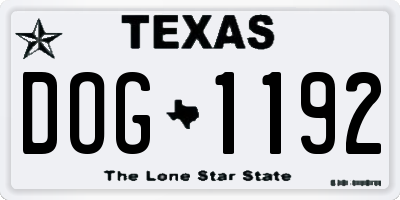 TX license plate DOG1192