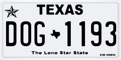 TX license plate DOG1193