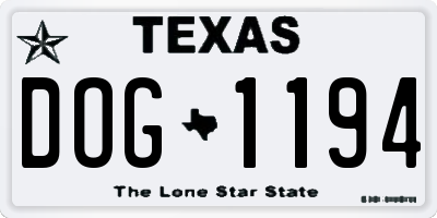 TX license plate DOG1194
