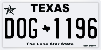 TX license plate DOG1196