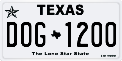 TX license plate DOG1200