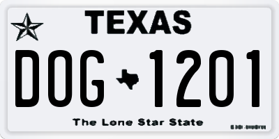 TX license plate DOG1201