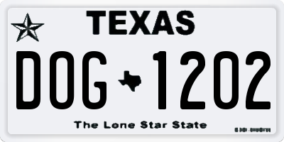 TX license plate DOG1202