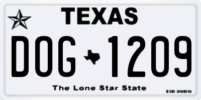 TX license plate DOG1209