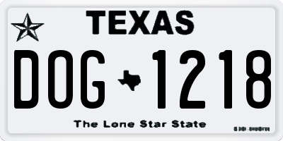 TX license plate DOG1218